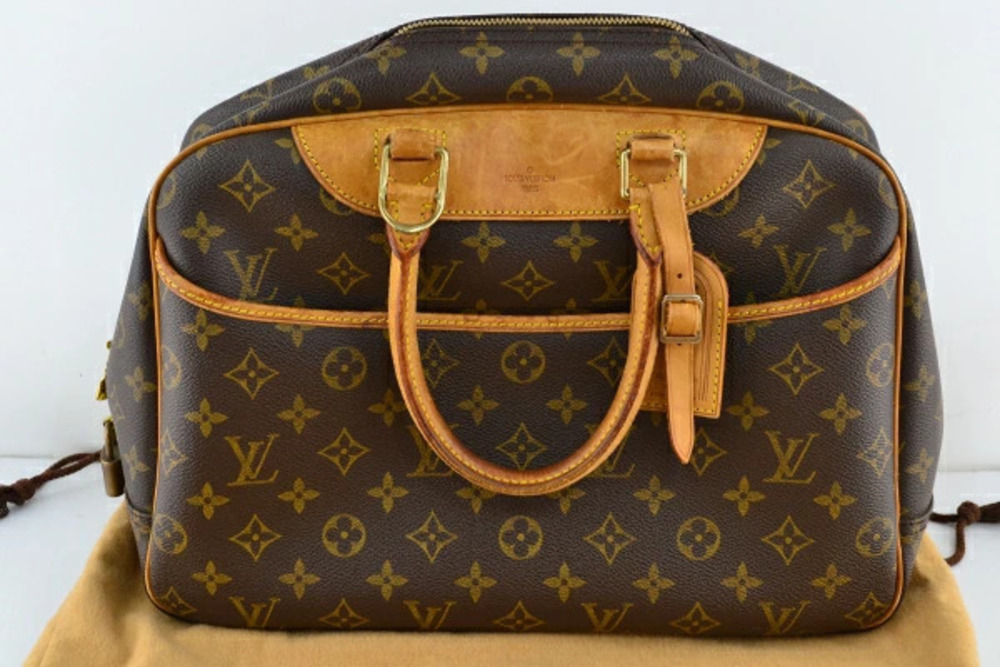 Louis Vuitton Monogram Deauville Top Handle Bag Canvas Leather Brown